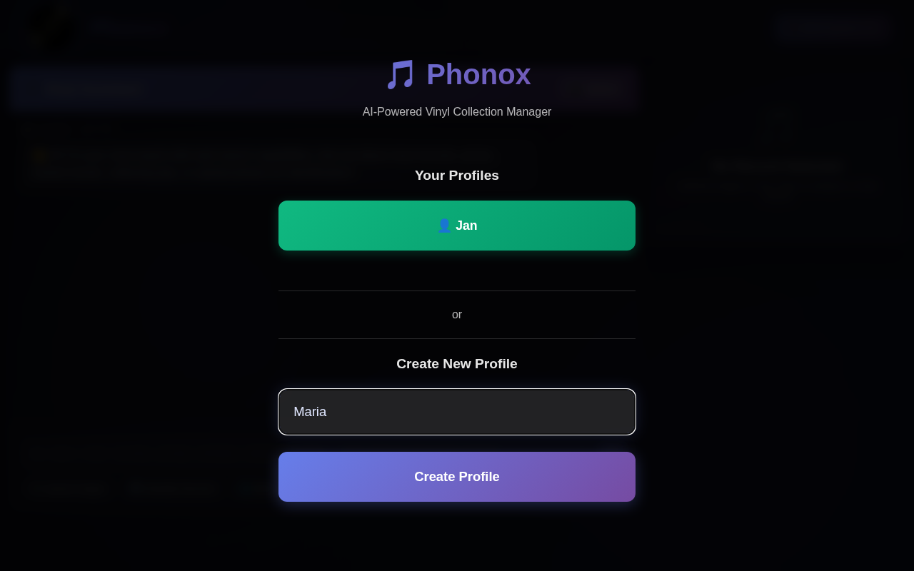 Create profile screen visible after containers start