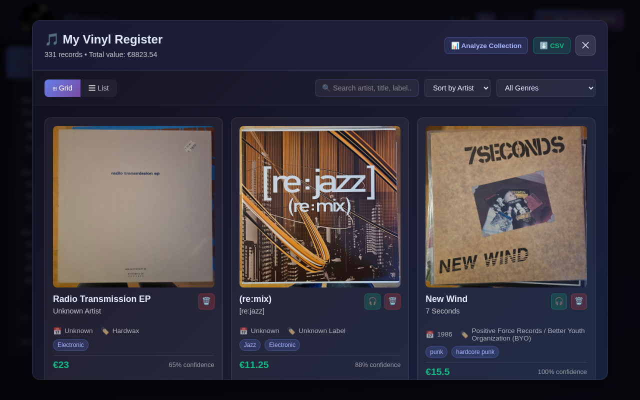 Vinyl Register — grid view
